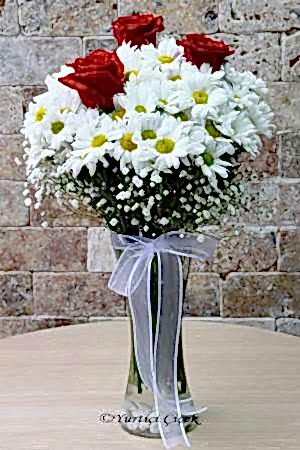 Vazoda Gül ve Papatya