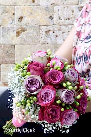 Lila ve Mor Gelin Buketi