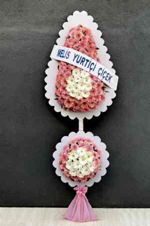 Çiftli Pembe - Beyaz Ayaklı Sepet