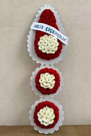 Üç Katlı Kırmızı - Beyaz Ayaklı Sepet