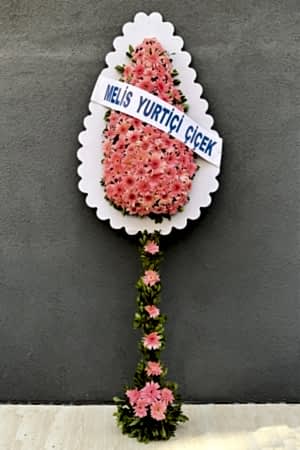 Direği Çiçekli Pembe Ayaklı Sepet